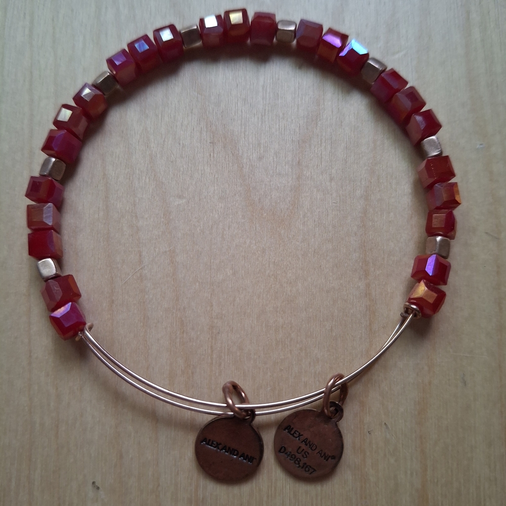 Alex and Ani Red Beaded Expandable Bracelet